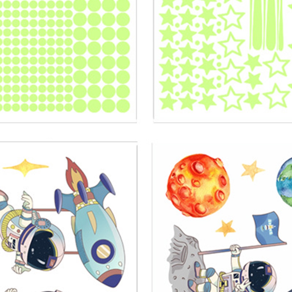 1 Bộ Miếng Dán Tường Bằng PVC Dạ Quang Tự Dính Chống Bức Xạ Họa Tiết Phi Hành Gia Trang Trí Nhà Cửa