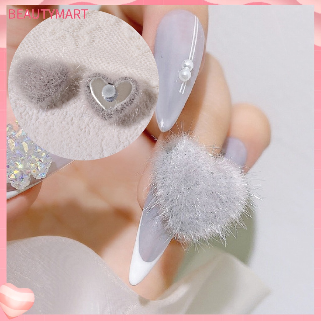 Set 3 Phụ Kiện Trang Trí Móng Tay Nghệ Thuật 3D Bằng Vải Lông Xù Nhỏ Gọn Có Thể Tháo Rời