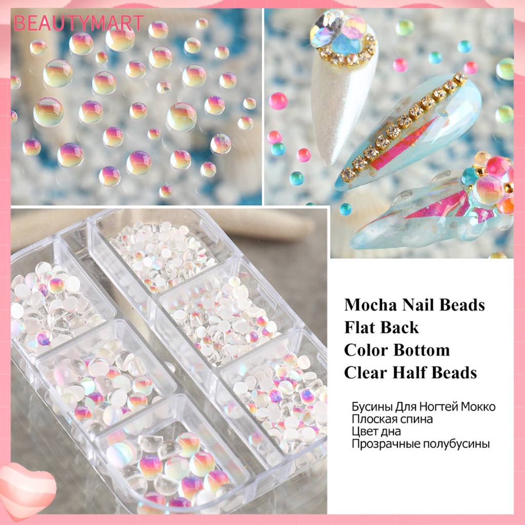 Hộp 6 Ngăn Đựng Hạt Tròn Dẹt Nhiều Màu Sắc Trang Trí Móng Tay Nghệ Thuật Cho Nữ