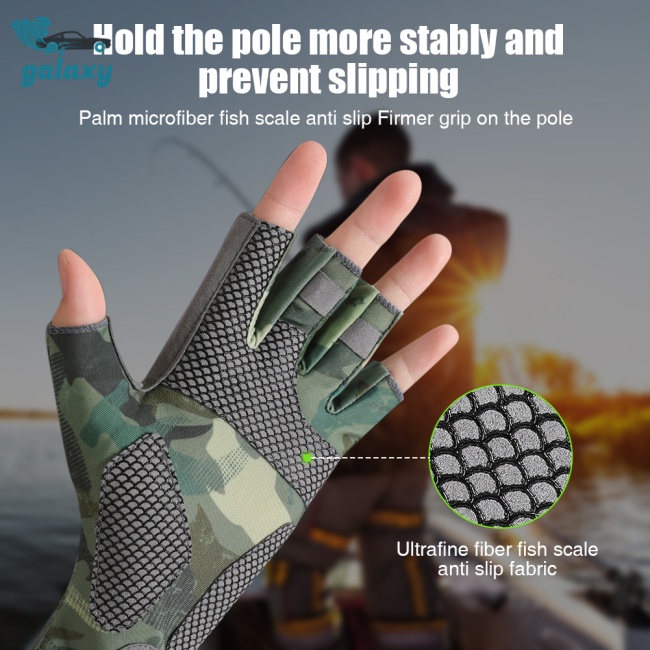 Galaxy 1 Đôi Găng Tay Hở Ngón Chống Nắng Chống Trượt Họa Tiết Rằn Ri Cho Nam