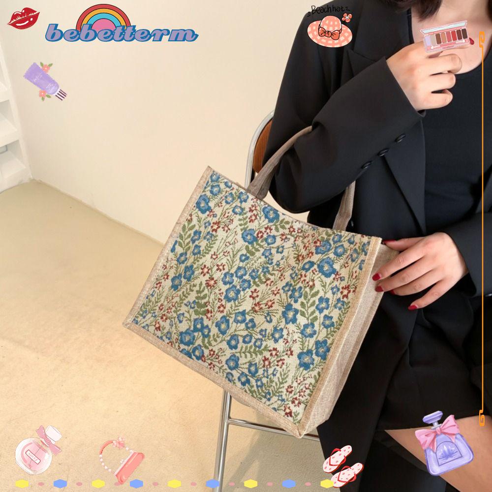 BEBETTERM Túi Đựng Hộp Cơm Trưa Hoạ Tiết Hoa Thiết Kế Đơn Giản Cho Phái Nữ