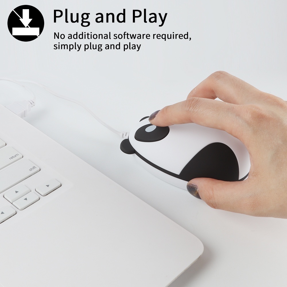 Chuột Máy Tính Có Dây 1600 DPI Hình Gấu Trúc Dễ Thương