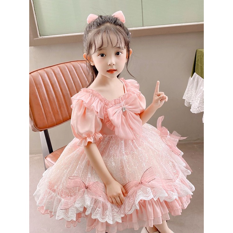 Đầm Công Chúa Hoạt Hình Phối Ren Phong Cách Lolita Đáng Yêu Cho Bé Gái