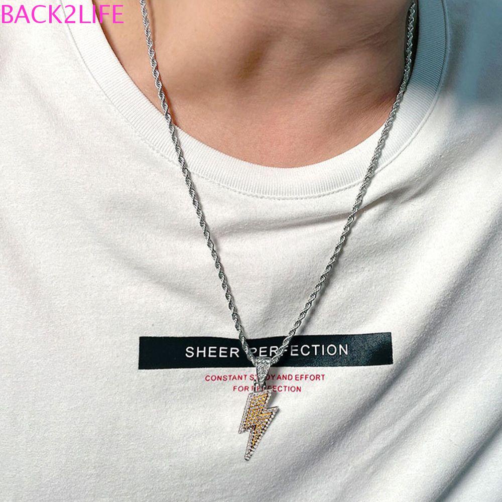 BACK2LIFE Vòng cổ Thép Titan Dáng Dài Đính Đá Thời Trang Cho Nam Nữ