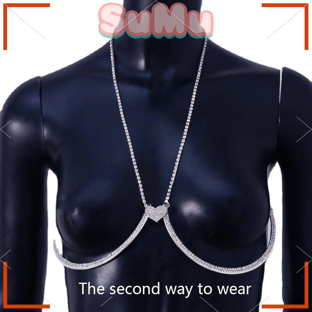 Sumu Dây Xích Đeo Ngực Đính Pha Lê Màu Vàng / Bạc Tinh Tế Quyến Rũ Hỗ Trợ Ngực Cho Lễ Hội