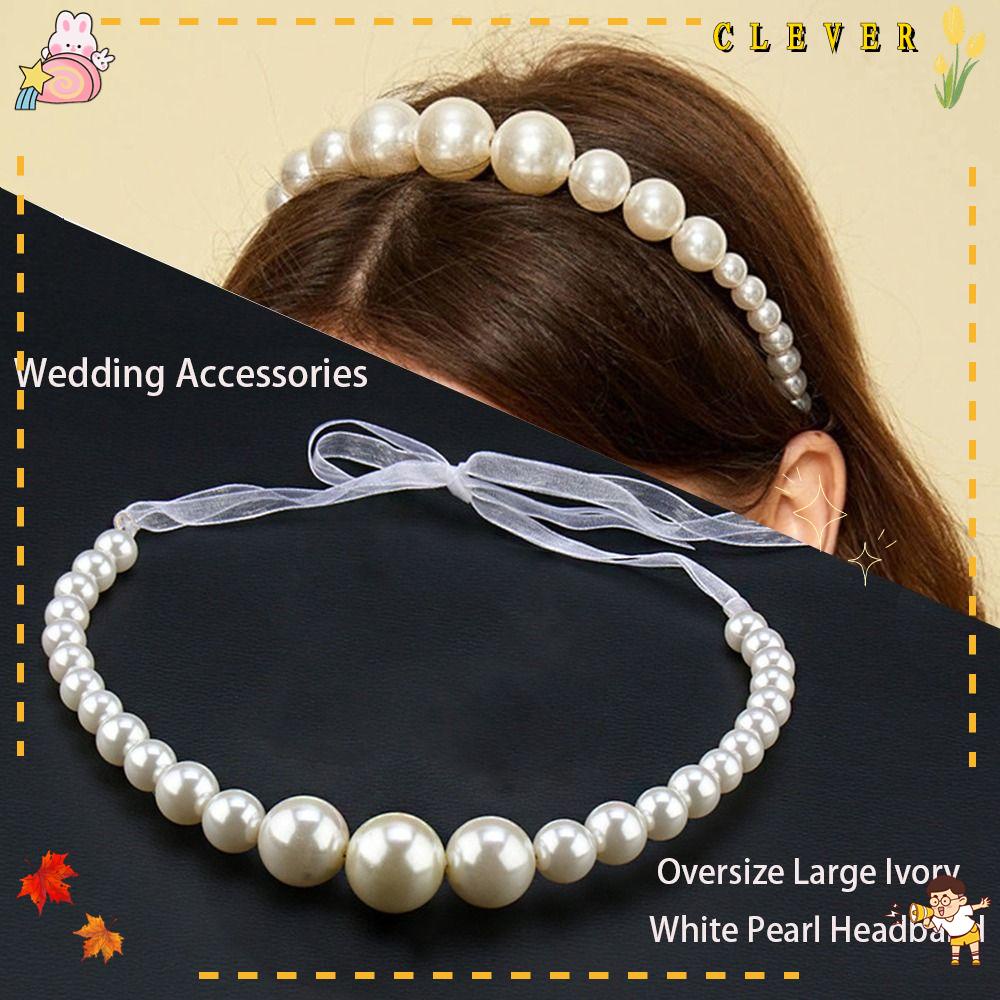 Băng Đô Cài Tóc Hình Vương Miện Màu Trắng Ngà Handmade Thời Trang Cho Nữ