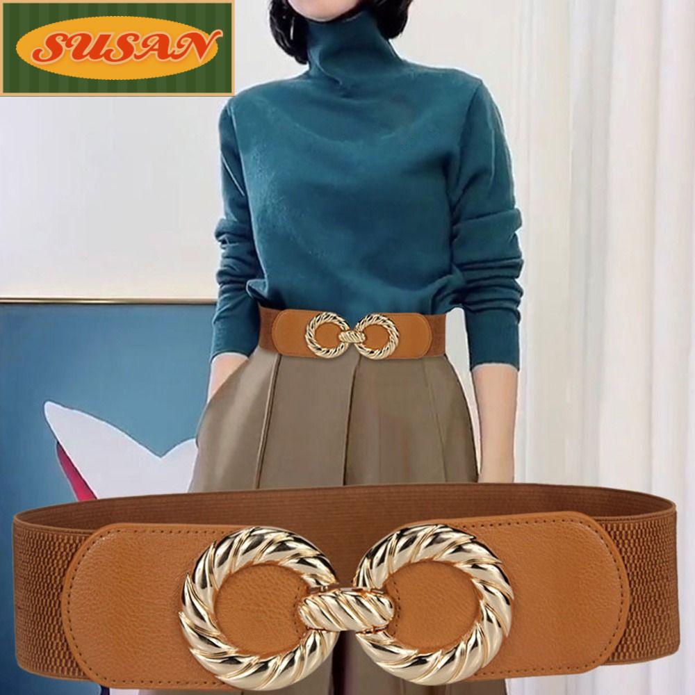 SUSANS Thắt Lưng Co Giãn Khóa Tròn Trang Trí Quần Áo