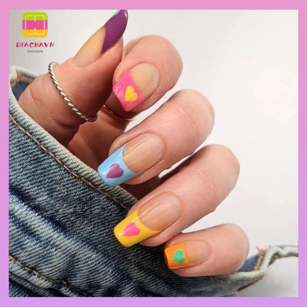 DIACHAVN Bộ Móng Tay Giả Đầu Vuông Có Thể Tháo Rời