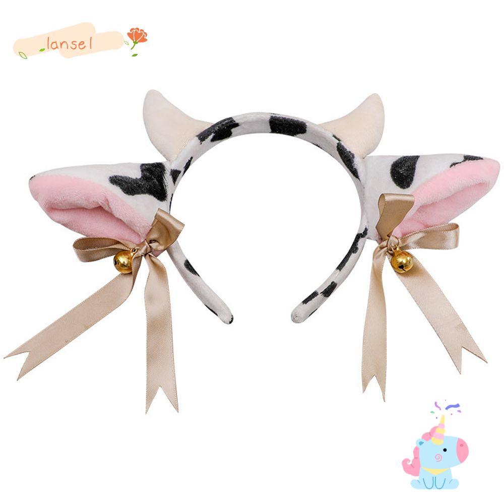 LANSEL Băng Đô Tai Bò Thắt Nơ Hóa Trang Halloween Dễ Thương