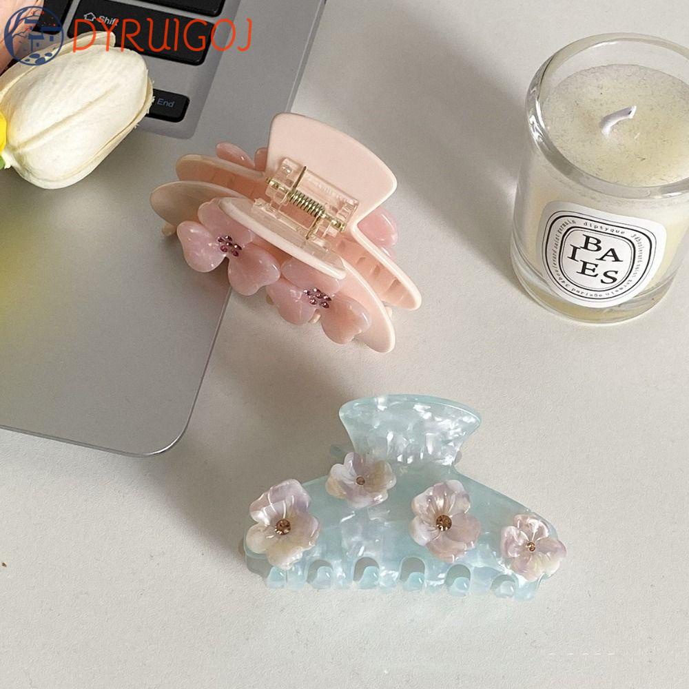 Kẹp Tóc Hình Cánh Hoa Acetic Acid DYRUIDOJ Đính Đá Thời Trang Hàn Quốc Cho Nữ