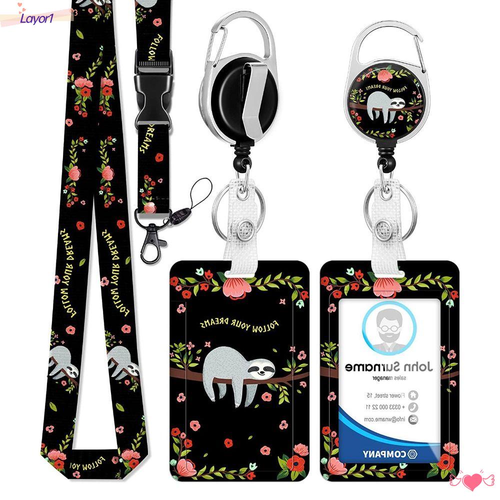 Dây Buộc LAYOR1, Ngăn Đựng Huy Hiệu ID Học Sinh, Màu Đen. Vỏ Bọc Bảo Vệ Thẻ ID Kiểu Đứng Dễ Thương Cho Nhân Viên Văn Phòng