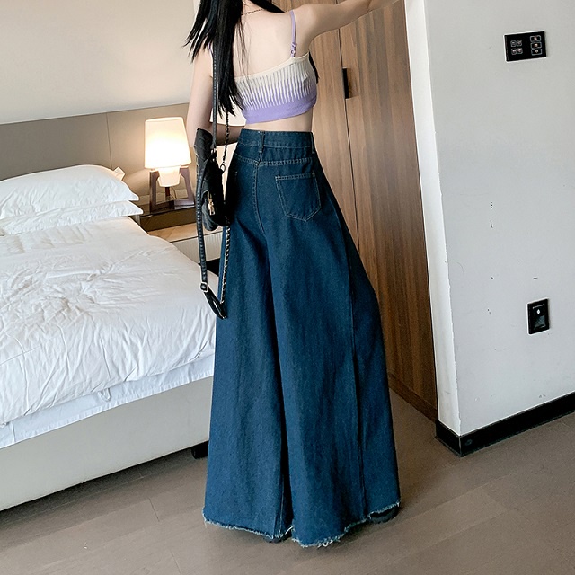 NZN Quần jeans Nữ Ống Rộng Thời Trang Phong Cách Hàn Quốc