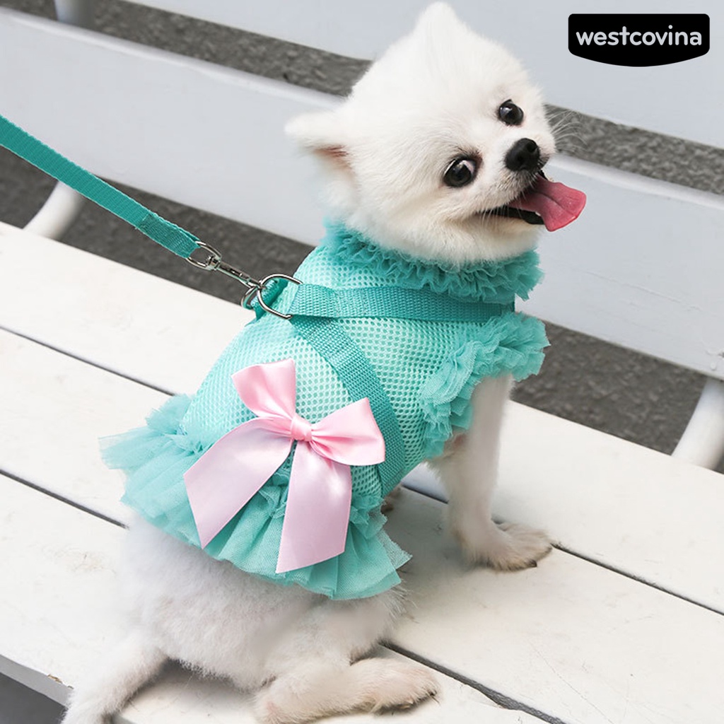 [COD]♞1 Bộ Dây Dắt Thú Cưng Đi Dạo Thiết Kế Thắt Nơ Thoáng Khí