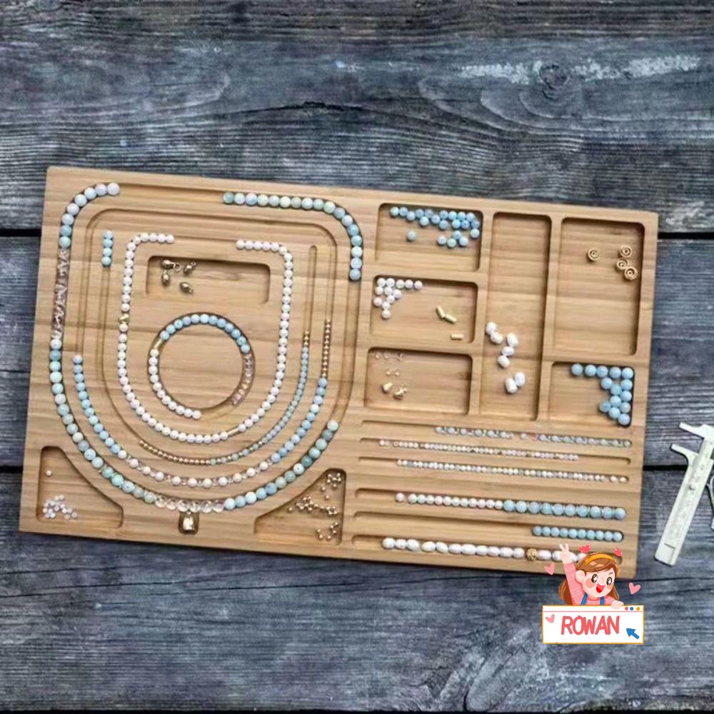 ROWANS Bảng Đựng Hạt Cườm Bằng Gỗ Tre Dùng Làm Trang Sức DIY