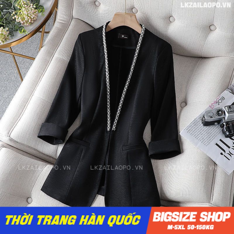 Áo vest blazer Bigsize Áo cardigan nữ dáng ôm tay dài có cổ mùa thu Phong cách Hàn Quốc Thời Trang cá tính xinh đẹp cho người mập béo nữ