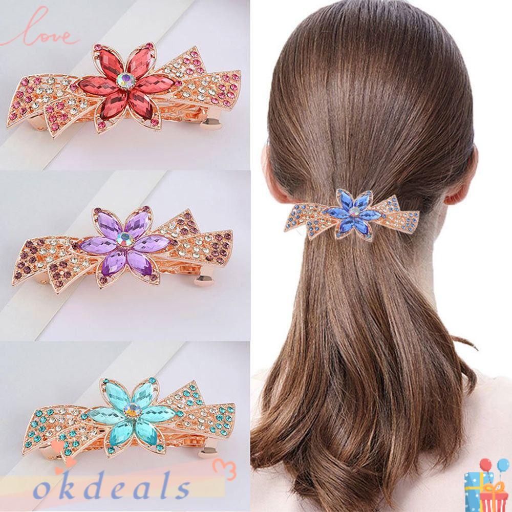 OKDEALS 2 Kẹp Tóc Đính Đá Thời Trang Cho Nữ