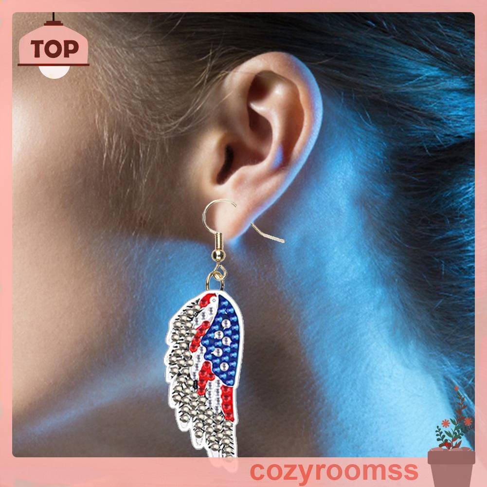 Set 2 Đôi Bông Tai Đính Hạt Kim Cương Giả Hình Dạng Đặc Biệt DIY