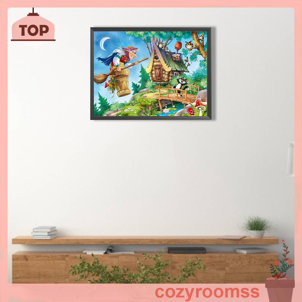 Tranh Đính Đá Kim Cương Toàn Bộ 5D DIY Hình Vẽ Phù Thủy Trang Trí Nhà Cửa