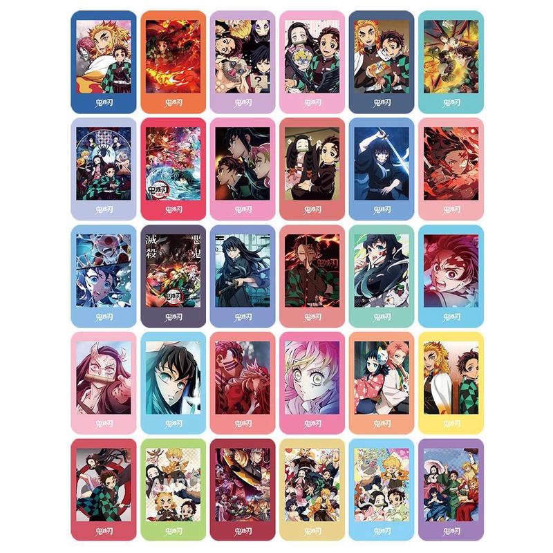 Hộp 30 Ảnh Thẻ Lomo Hai Mặt Hình Demon Slayer Polaroid