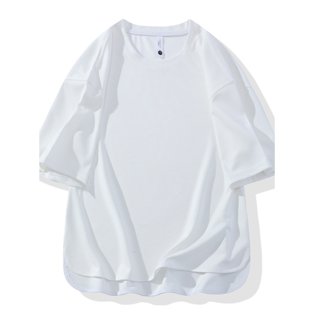 Áo Thun Ngắn Tay Cổ Tròn Lưng Ngắn Cỡ Lớn Xẻ Tà Đơn Giản Thời Trang Mùa Hè Cho Nam