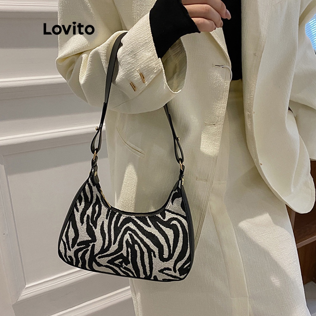 Lovito Túi đeo vai nhỏ kiểu dáng cổ điển họa tiết răng cưa thông thường dành cho nữ LNA09107 (Houndstooth/Vằn ngựa vằn)