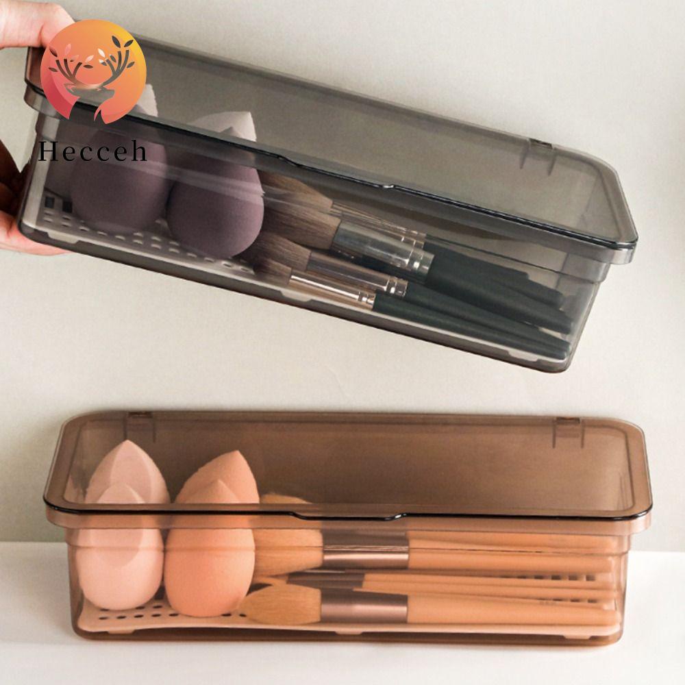 HECCEH Hộp Đựng Cọ Trang Điểm Trong Suốt Hình Trứng Kèm Nắp Đậy Tiện Lợi