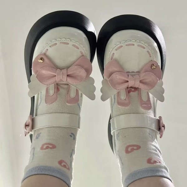 Giày Nữ Da Nơ Nhật Bản Đầu Tròn Lolita Đáy Dày