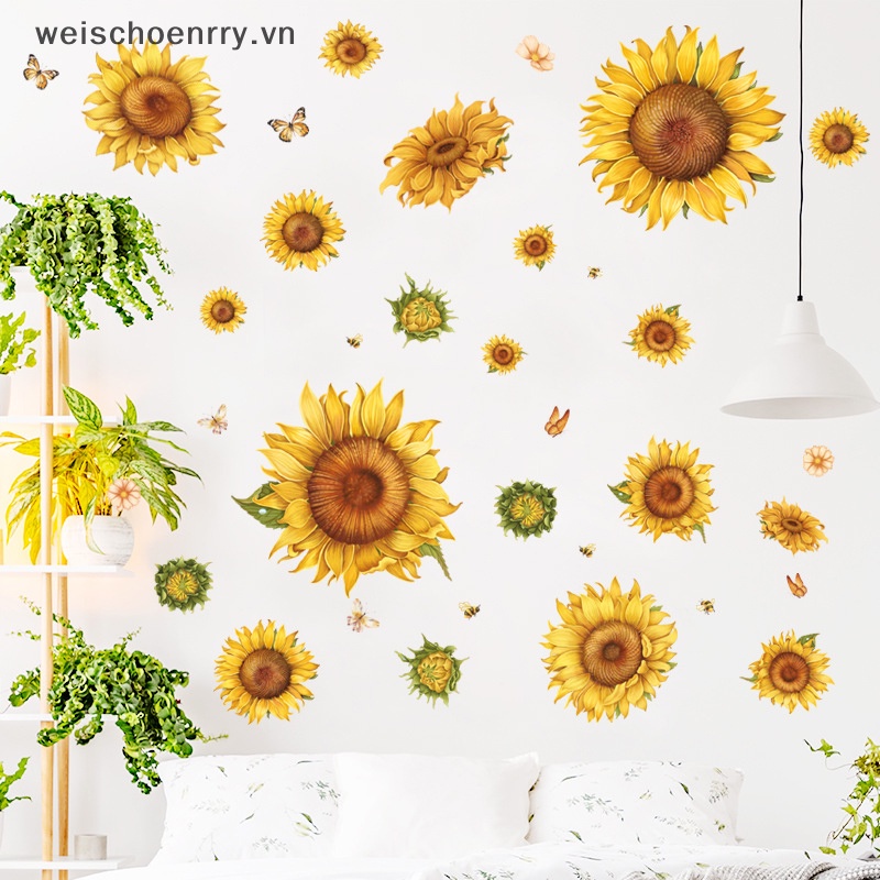 Giấy Dán Tường Hình Hoa Hướng Dương Trang Trí Phòng Khách