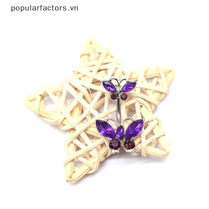[Phổ Biến] Khuyên Rốn Mặt Kính Hình Bướm Đôi Sáng Bóng Tinh Tế Làm Quà Tặng Trang Sức