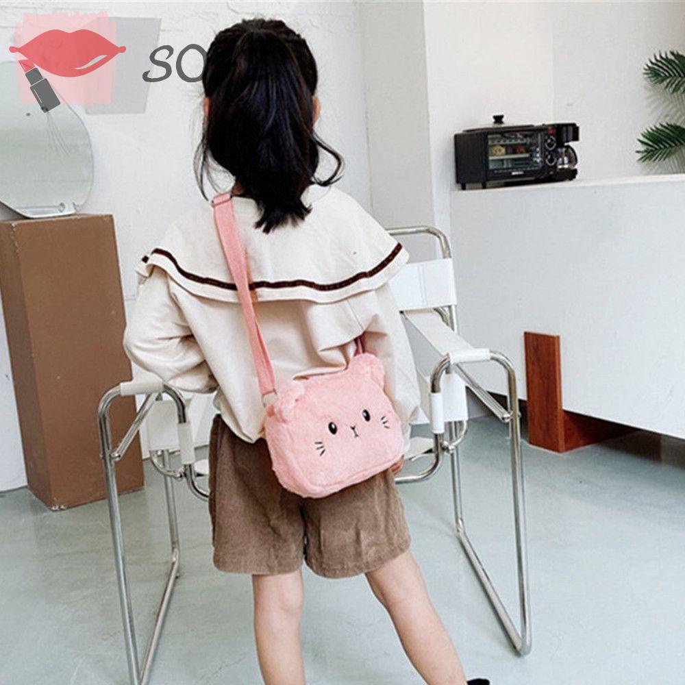 SOFTNESS Túi Đeo Vai Đựng Tiền Xu Hình Mèo Hoạt Hình Dễ Thương Cho Bé