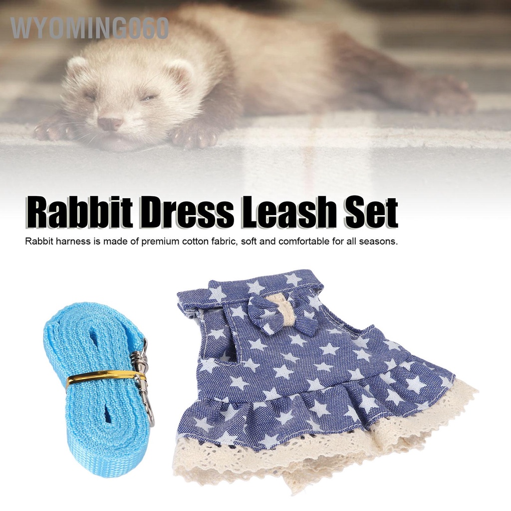 Wyoming060 Thỏ Dây Xích Dễ Thương Ngôi Sao Màu Xanh Có Thể Điều Chỉnh Mềm Thú Cưng Nhỏ Đầm Bộ Cho Hamster Chồn Lợn Guinea