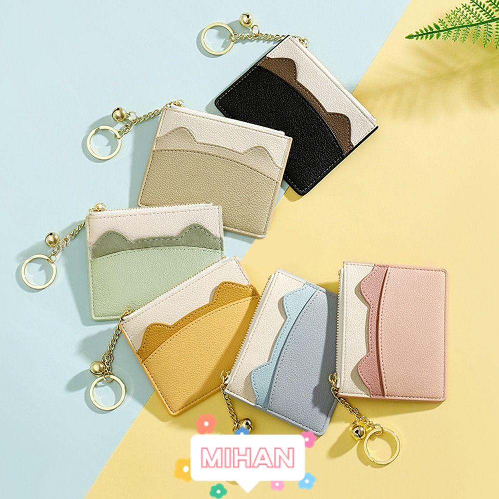 MIHAN1 Ví Da PU Đựng Tiền Xu Nhỏ Xinh Có Khóa Kéo Tiện Dụng