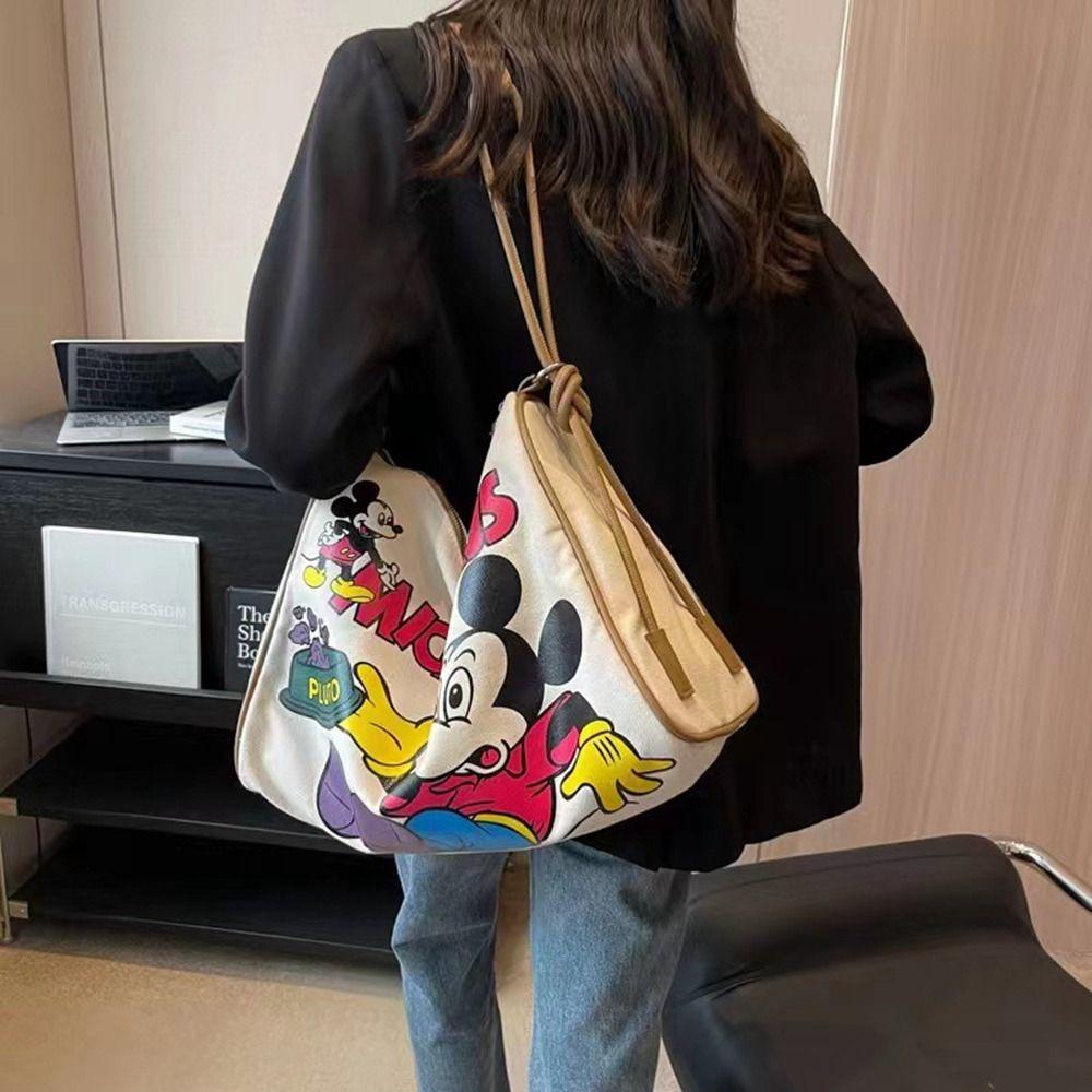 Túi Xách Canvas Cỡ Lớn In Họa Tiết Hoạt Hình Mickey Thời Trang Cho Học Sinh