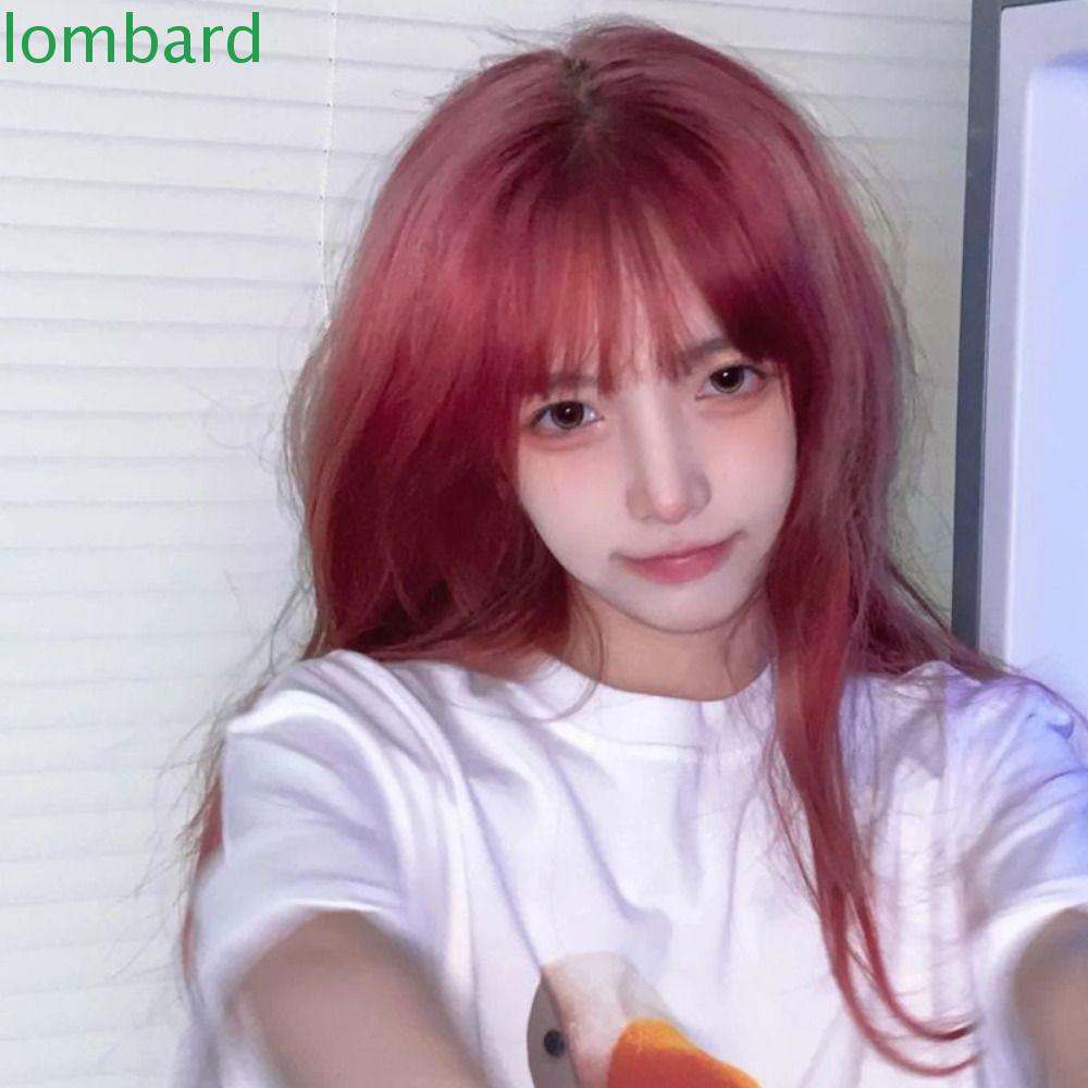 LOMBARD Bộ Tóc Giả Dài Thẳng Màu Đỏ Đen Tự Nhiên Vô Hình Chịu Nhiệt Hóa Trang Lolita Cho Nữ