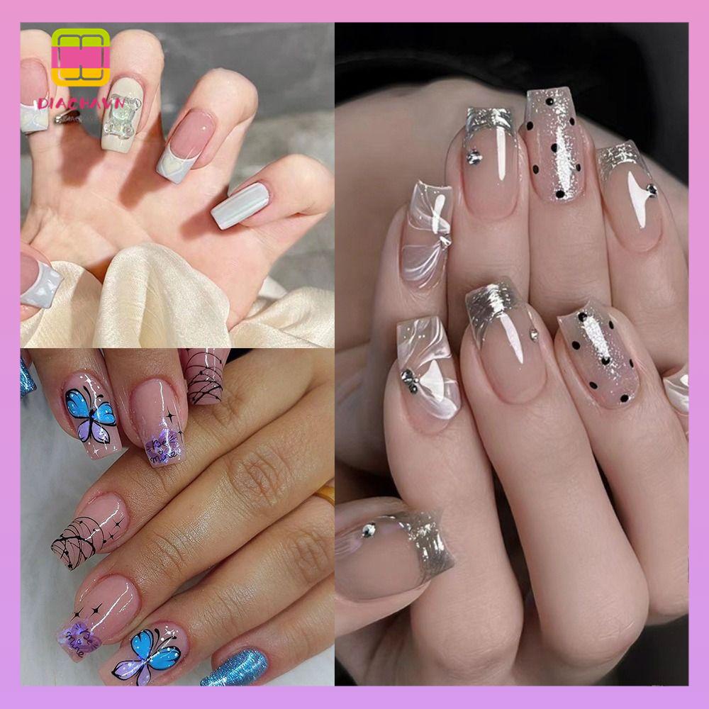 DIACHAVN Set 24 Móng Tay Giả Hình Bướm