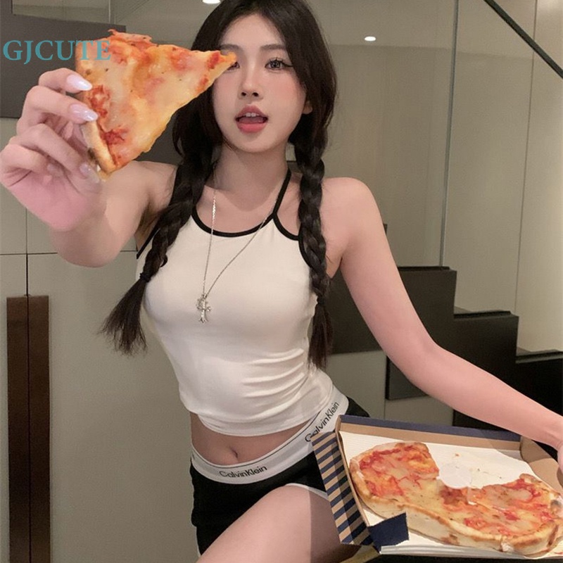 Áo Croptop Hai Dây Dáng Ôm Co Giãn Gợi Cảm Dễ Thương Cho Bạn Gái