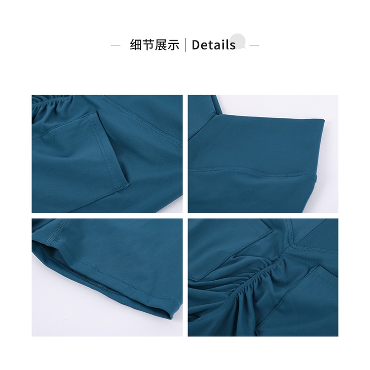 Quần Short Thể Thao Lưng Cao Phối Túi Thời Trang Năng Động