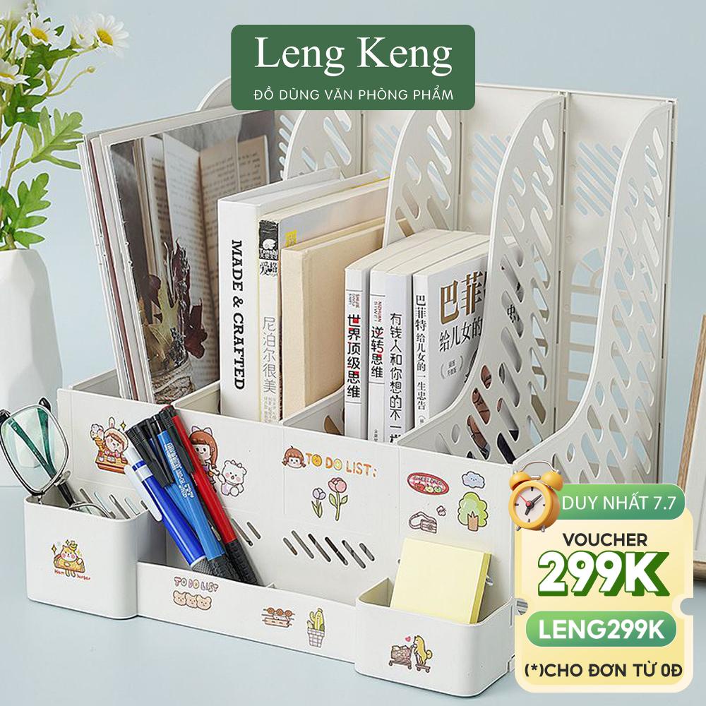 Khay đựng tài liệu Leng Keng kệ đựng tài liệu văn phòng A4 4 ngăn để bàn lưu trữ sách vở văn phòng phẩm KTL03