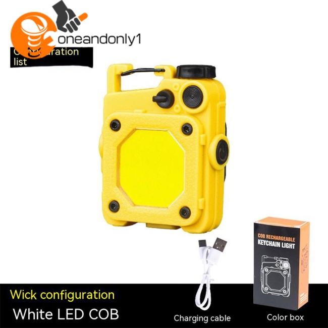 Móc Khóa Đèn Pin Led Cob Mini 6 Chế Độ Kèm Sạc Usb Tiện Dụng Mang Theo Du Lịch Cắm Trại