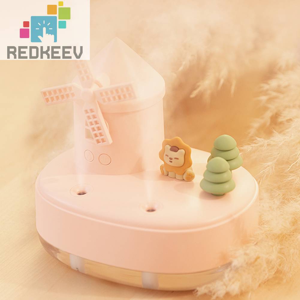 Máy Phun Sương Tạo Độ Ẩm 2000mAh 650ml Hình Cối Xay Gió Xinh Xắn