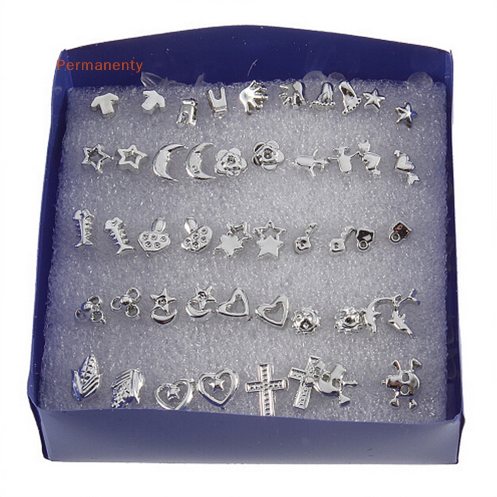 Set 24 Đôi Bông Tai Nhựa Mạ Bạc Thời Trang Bán Sỉ