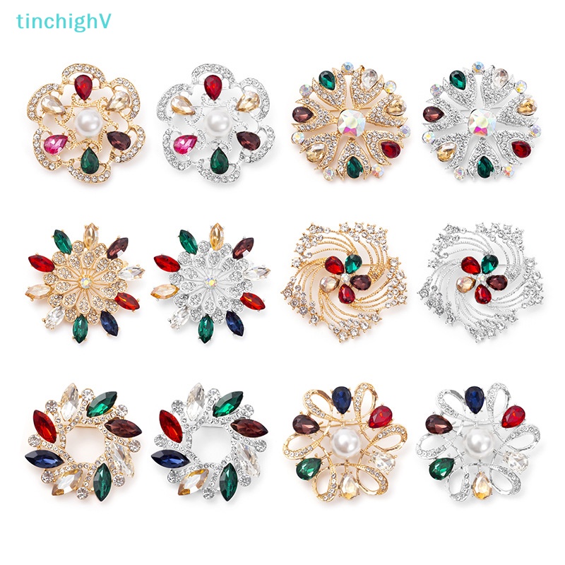 Ghim Cài Áo Hình Hoa Đính Đá Nhiều Màu Sắc Phong Cách Hàn Quốc