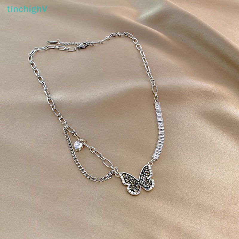 [TinchighV] Vòng Cổ Choker Mặt Hình Bướm Đen Đính Đá Zircon Tinh Tế Cho Nữ Giới