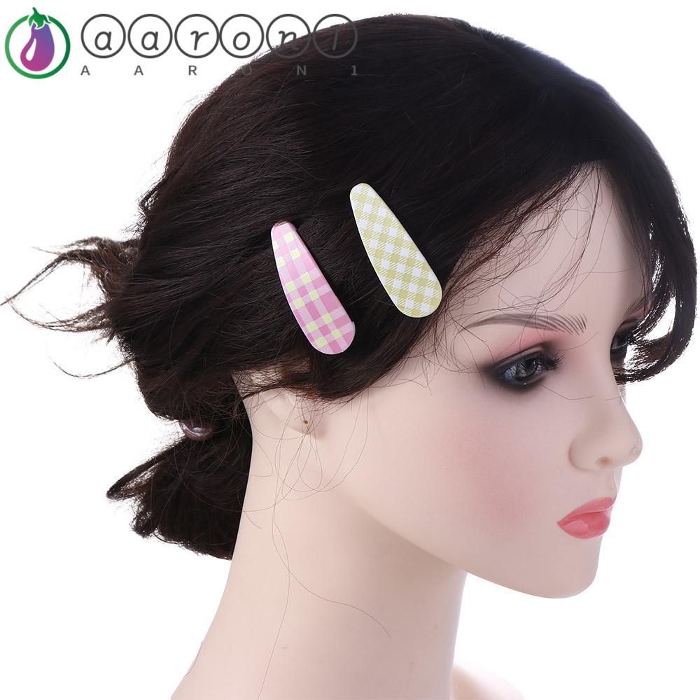 AARON1 Kẹp Tóc Họa Tiết Kẻ Sọc Nhiều Màu Sắc Dễ Thương Bằng Hợp Kim Acrylic
