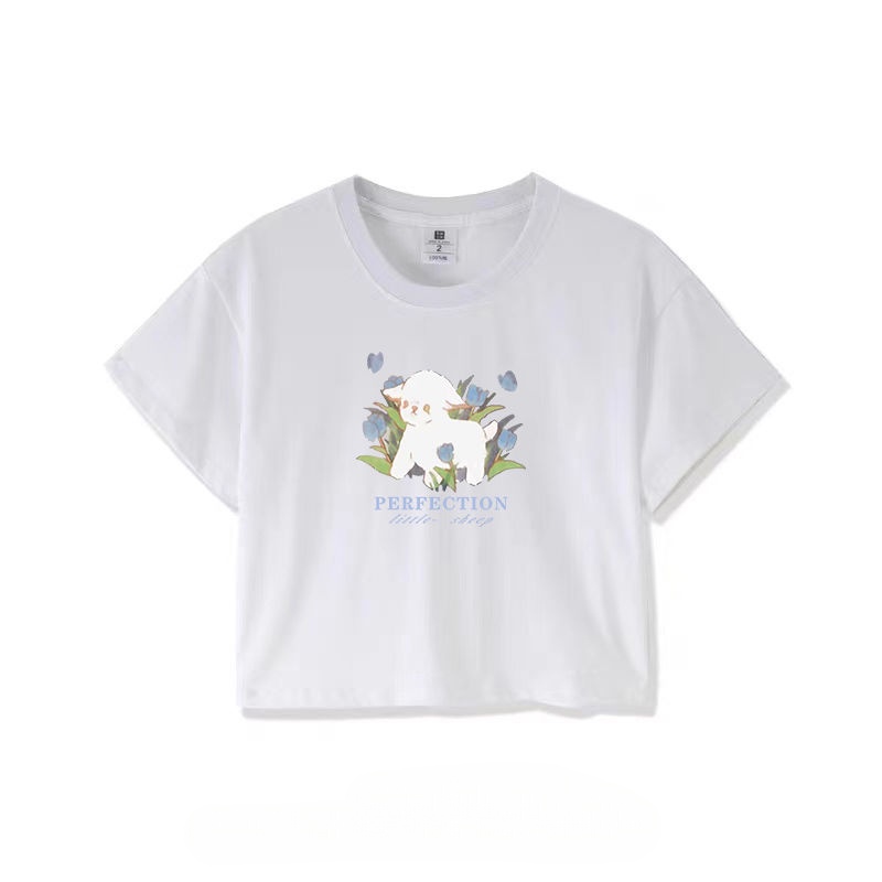 Y2k Áo Baby Tee Thun Croptop Nữ  Tay Ngắn Dáng Ôm Màu Trắng Thời Trang Mùa Hè Phong Cách Mới Cho Nữ