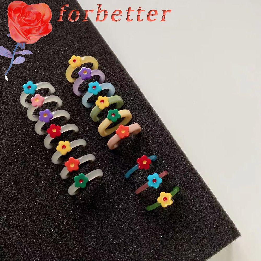 FORBETTER Nhẫn Acrylic Thời Trang Hàn Quốc Ngọt Ngào Thanh Lịch Cho Nữ