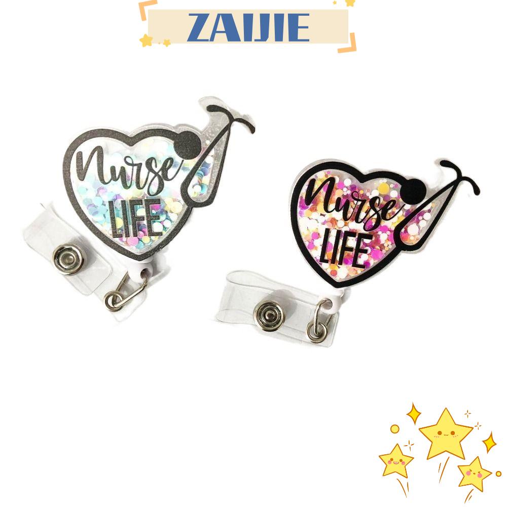 ZAIJIE24 Kẹp Cá Sấu Màu Xanh Dương Dễ Thương Có Thể Thu Vào Cho Y Tá