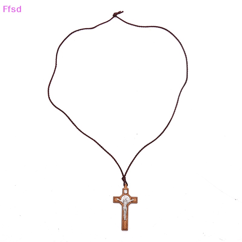 {Ffsd} Vòng cổ Kim Loại Mặt Gỗ Hình Thánh Giá Cổ Điển