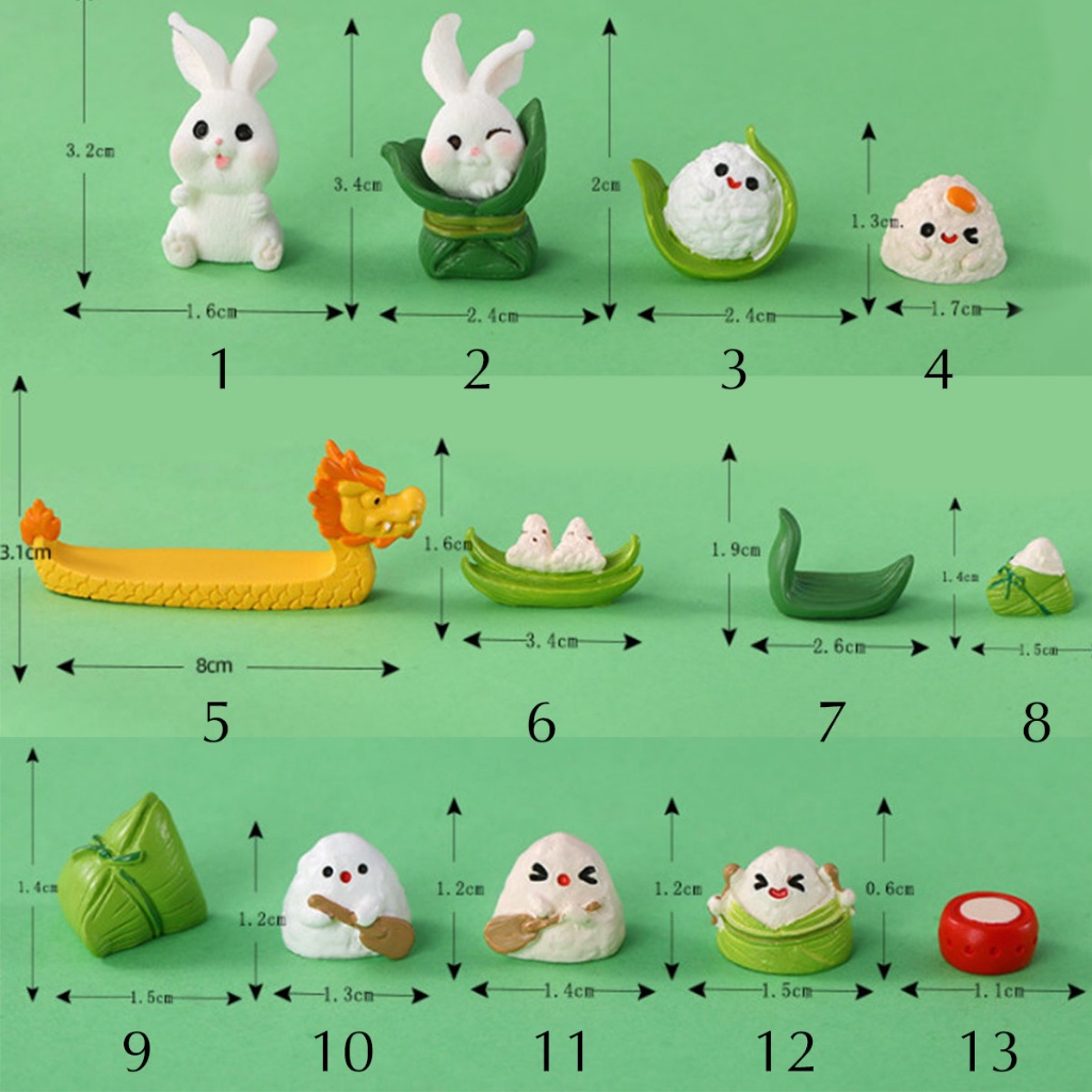 Mô hình lễ hội thỏ đua thuyền decor trang trí terrarium, chậu cây