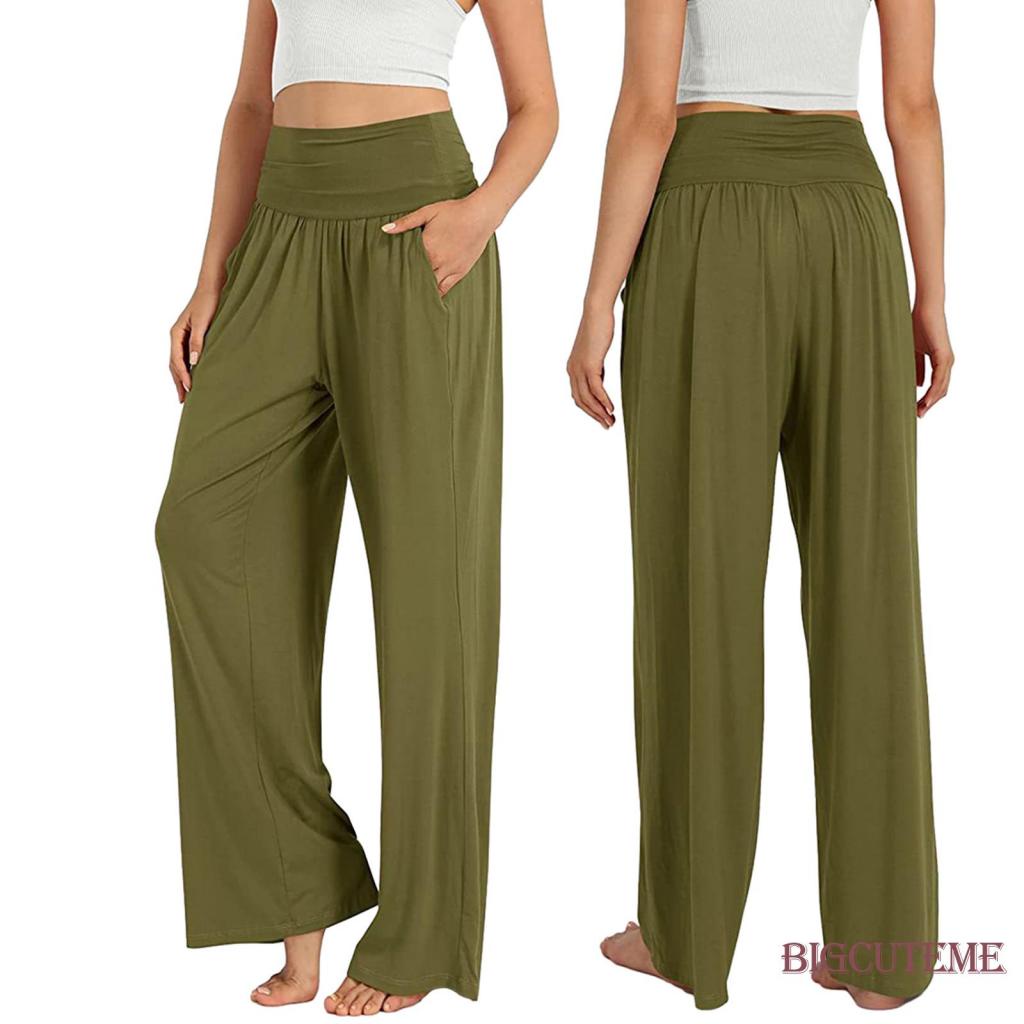 Quần Dài Lưng Cao Ống Rộng Màu Sắc Đơn Giản Thời Trang Xuân Hè Cho Nữ